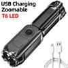Super Bright ABS Strong Light Focusing Led Flashlight Outdoor Portable Home Built-in Battery Rechargeable Torch