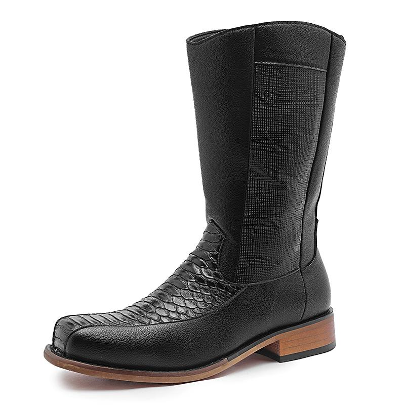Fashion High Top Shoes New Fashion Mens Four Seasons Ankle Boots Leisure Thick Soled Casual Mid-Calf Boots Street Style Man Cowboy Shoes