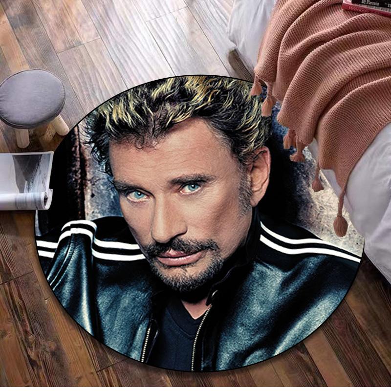 1Pc Johnny Hallyday Circular Print Rug - Home Decoration Carpet For Living Room Bedroom Flooring Computer Chair Area Rug