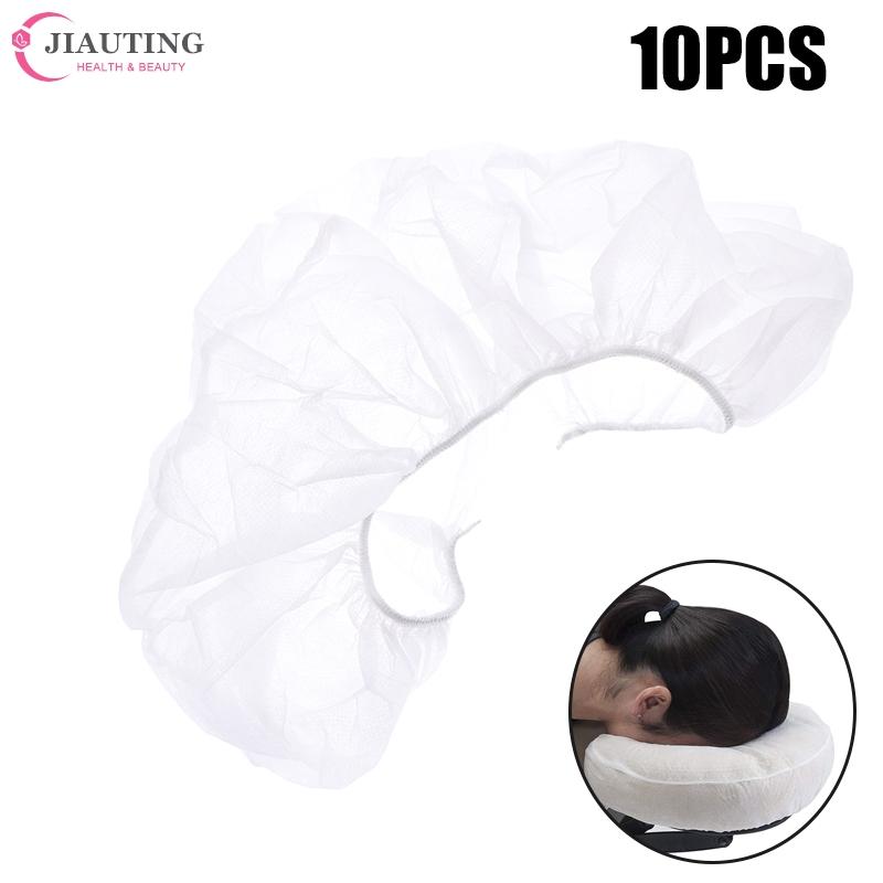 10 Pcs/Pack Headrest Covers Fitted Disposable Massage Face Rest Cradle Covers White Color U-Shaped Pillowcase Elastic Non-Woven