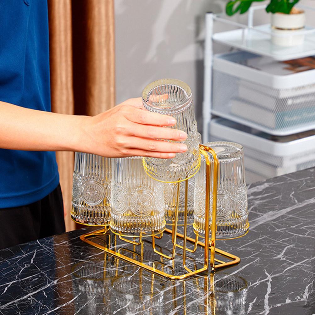 Plastic Cup Storage Holder Kitchen Cup Drainer Stand Bottle Dish Drainer Polished Surface Space Saving Cups Organizer