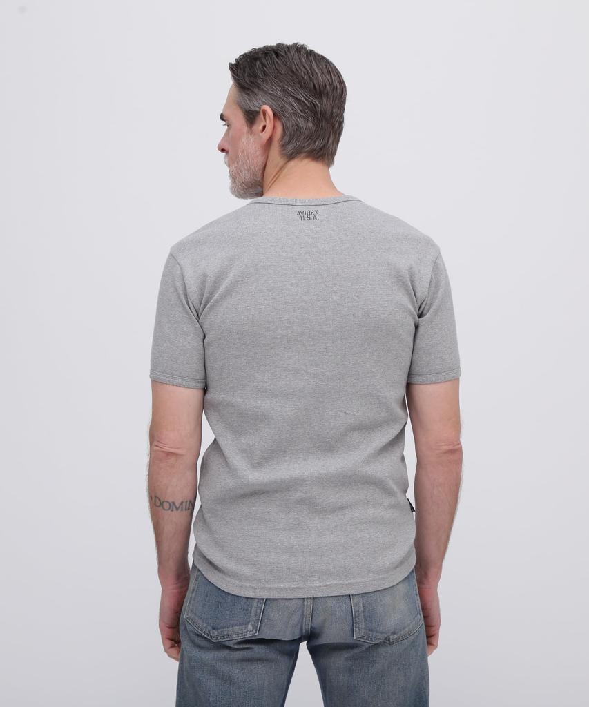 Avirex Official Mini Waffle Crew Neck Short 014 Gray T-Shirt, Sleeve, Men's XL, 6143150,