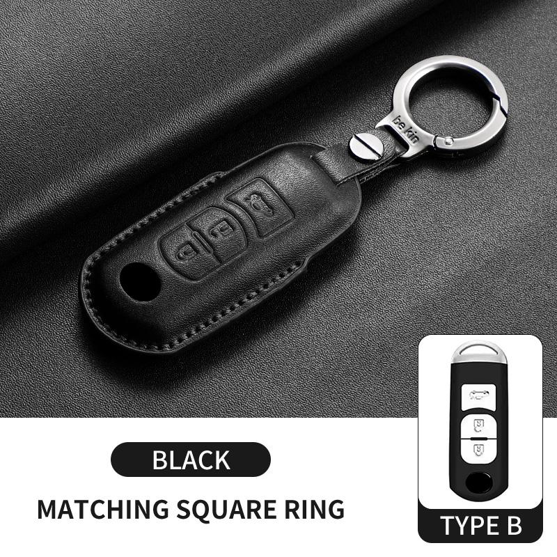 Leather Car Key Case Cover Shell For Mazda 3 6 Atenza Axela Demio CX5 CX3 CX7 CX9 MX5 Car Remote Keychain Case Shell Accessories