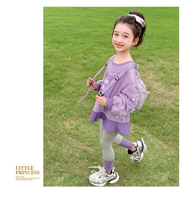 Girls' Toddler Long Sleeve Korean Style Casual Sweatshirt and Dress Set for Spring and Autumn