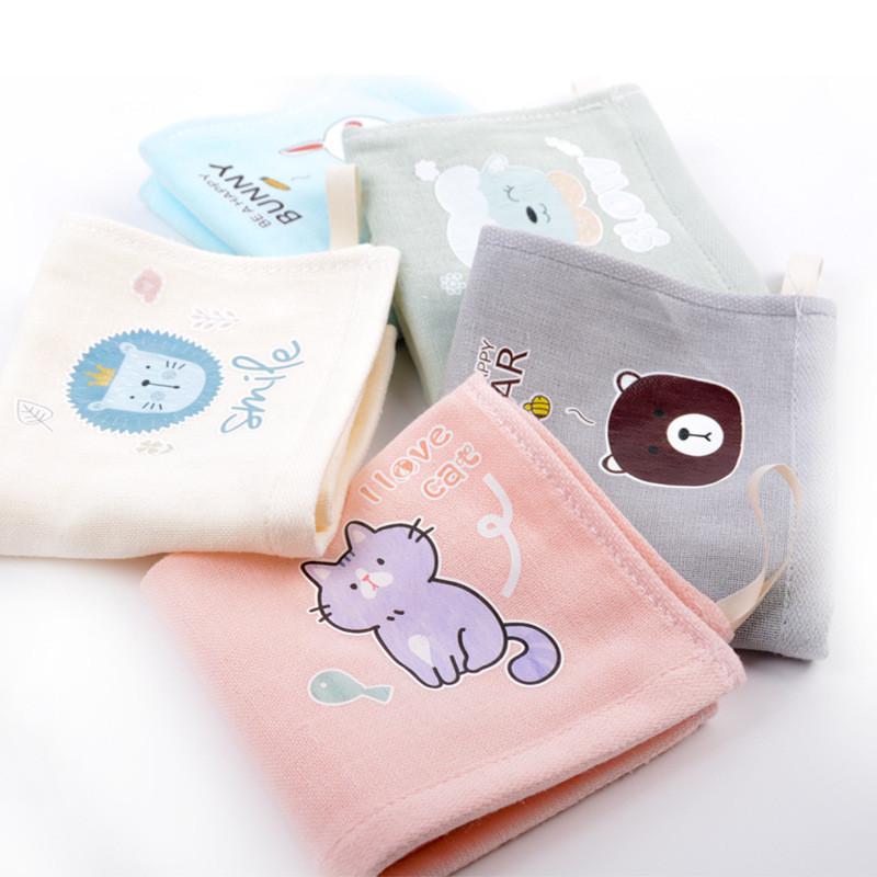 25x25cm Cartoon Animal Embossed Cotton Gauze Bathroom Baby Children Face Towel Hand Washcloth