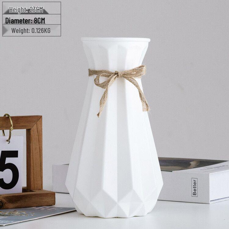 Nordycki Biały Plastikowy Mały Wazon - Minimalistyczny Wystrój do Kompozycji Kwiatowych do Salonu