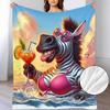 A Soft And Warm Fleece Throw Blanket with an Ocean Zebra Pattern, Perfect for Use On The Sofa, for Home Relaxation, As an Air Conditioning Blanket, Fo