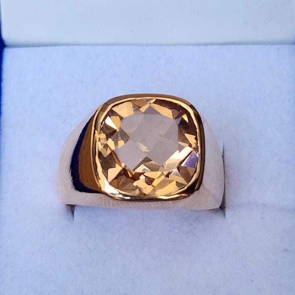 Cushion Cut Peach Morganite Quartz 925 Sterling Silver Rose Gold Overlay Ring Jewelry, Signet Wedding Gift Ring