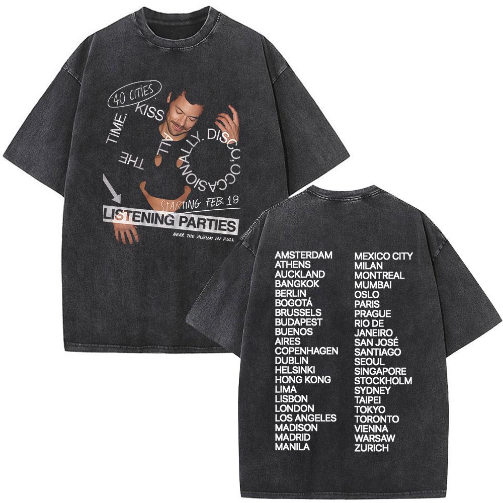 Kiss All The Time Disco Occasionally Tour Vintage Washed T Shirt Men Women High Quality Oversized Cotton Tshirt Streetwear