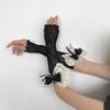 Elegant Bowknot Lace Sexy Fishing Net Elastic Arm Sleeves Sunscreen Girl Long Mesh Hollow Out Fingerless Gloves