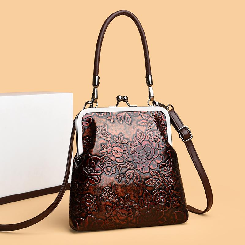Schoolbag Women's Purple Vintage Handbag Shoulder Bag Luxurious Designer Round Bag High-Quality Gift Embossed Printed Crossbody Purse For New