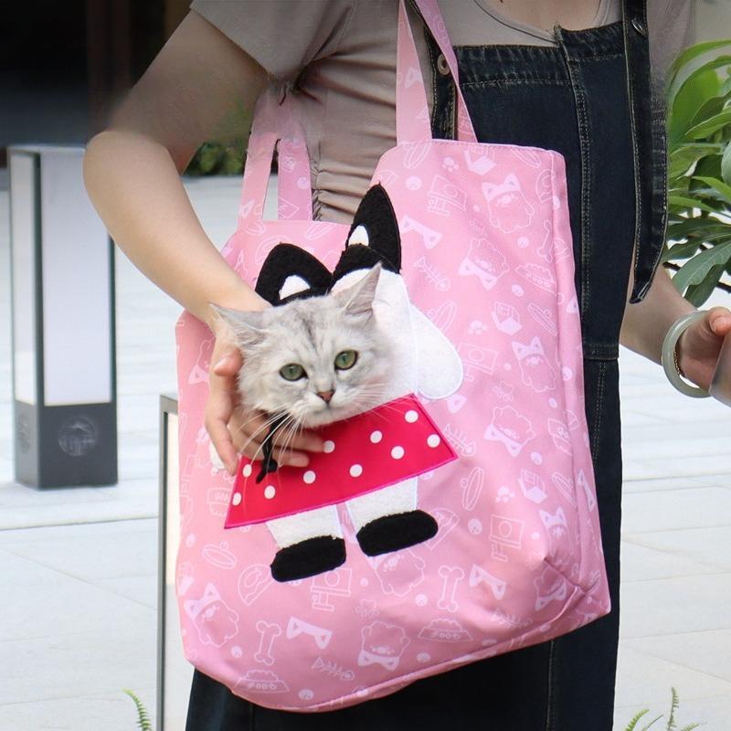 Süße Cartoon-Katzen-Transporttasche Tragbare Atmungsaktive Haustier-Schultertasche Verstellbare Kleine Hunde-Katzen-Kopf-Heraus-Reisetasche Haustierbedarf