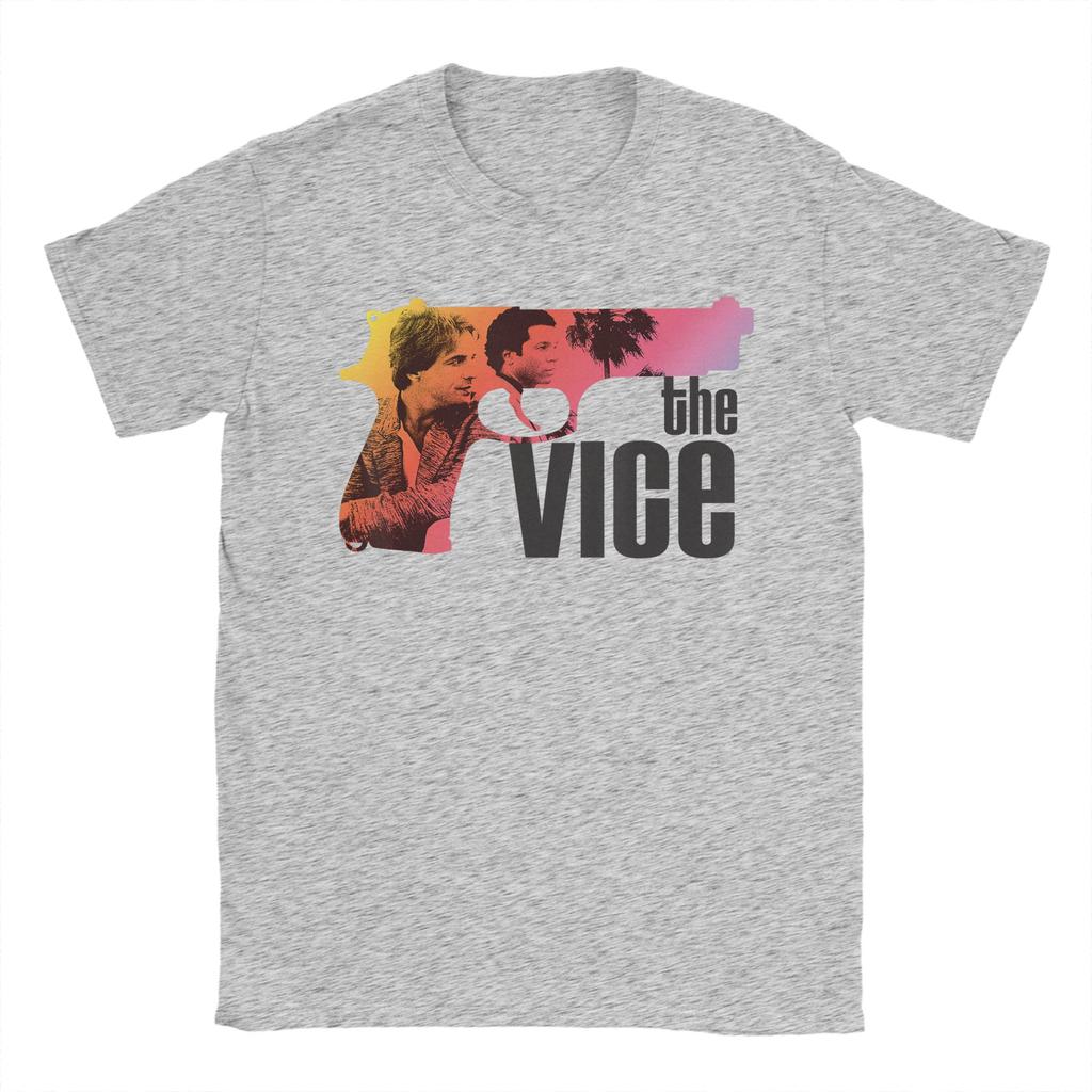 Miami Vice Neon Gun T Shirt Summer Harajuku T Shirts Men Cotton Round Neck Plus Size Clothes Short Sleeves Y2k Casual Tshirt