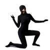 Sexy Women 120D Tights Hooded Mask Elastic Bodysuit Sheer See Through Rompers Glove Jumpsuits Cosplay Maid Leotard