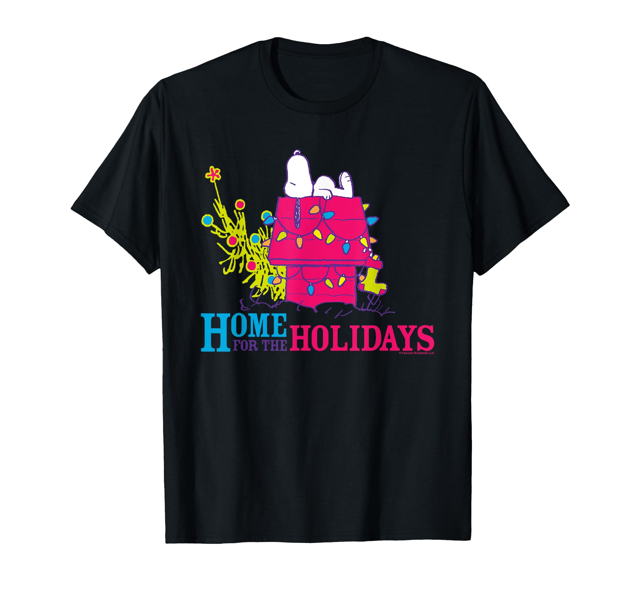 

Peanuts Christmas Snoopy Pink Dog House Holiday T-Shirt
