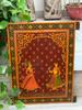 Handmade Antique Jharokha Window: Royal Couple Painting, Indian Festival Decor