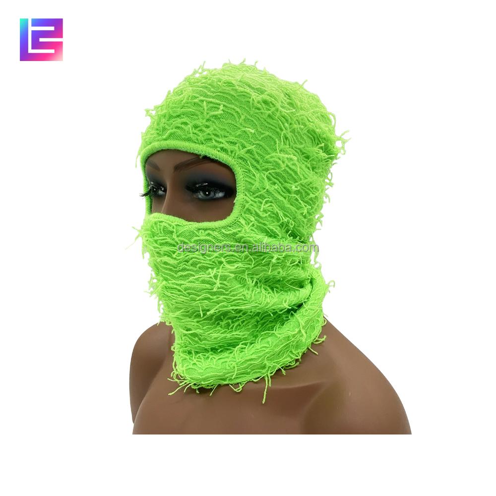 Gestrickte Sturmhaube Gesichtsstrick Ganzgesichtsmaske Abdeckung Ein Loch Designer Grasig Used Flauschig Sturmhaube Skimaske