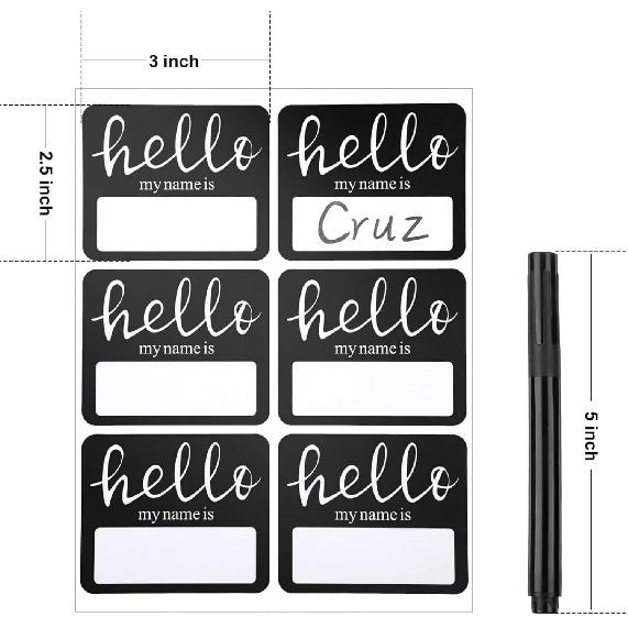 120 Pieces Hello My Name is Stickers, Hello Name Tag Labels with Black Marker Pen for Home School Conferences Office and Mailing