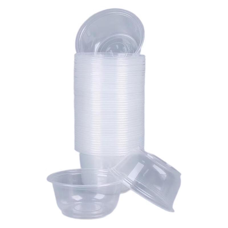 Handun Disposable Plastic Round Takeaway Bowls with Lids