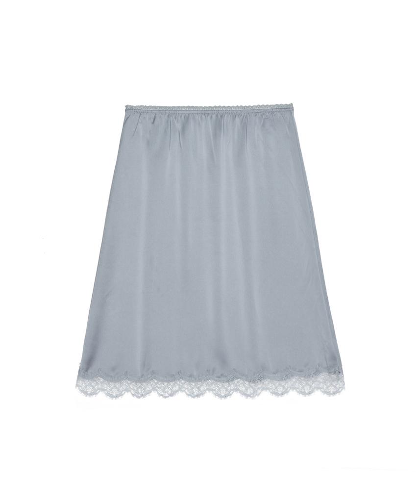Nigaennikol Satin Lace Long Skirt_Light Gray