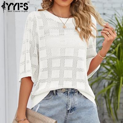 Women's Fashion Casual Summer Spring Solid Color Print Short Sleeve O-Neck Blouses & Shirts
