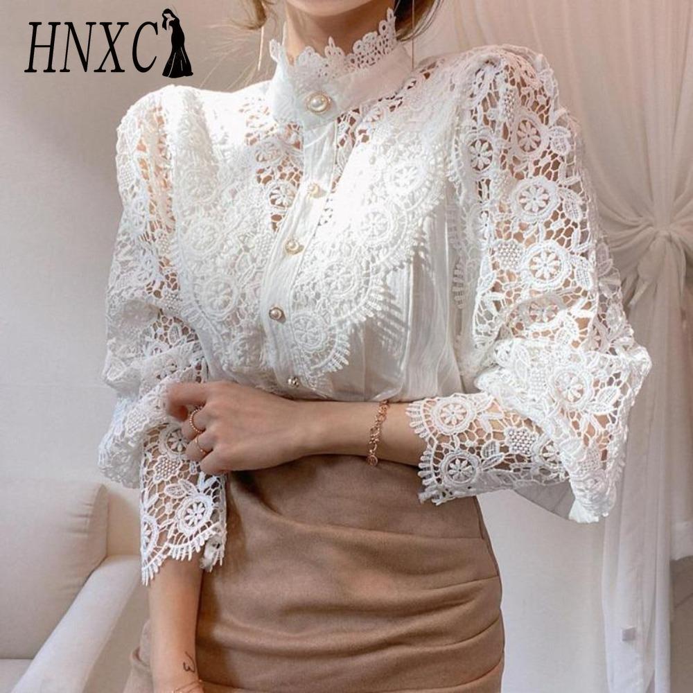 HNXC Женские модные повседневные однотонные блузки и рубашки с длинными рукавами с принтом