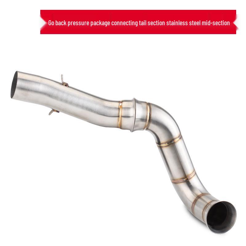 DUKE790 Titanium Mid-Section Exhaust Pipe with Back Pressure Chamber & 3-Way Catalytic Silencer