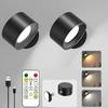 Rechargeable LED Wall Sconce with Remote - 3 Color Dimmable Magnetic Wall Lamp, USB Charging, for Bedroom, Hallway, Reading