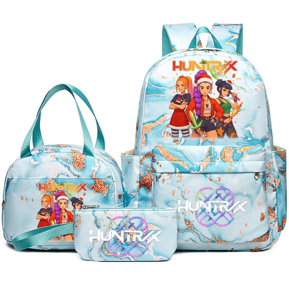 3Pcs/set Christmas Kpop Printed Backpack with Handbag Pencil Case for Teenager Student Girl Boy Bookbag Schoolbag Large Capacity Travel Bag Kid Gift