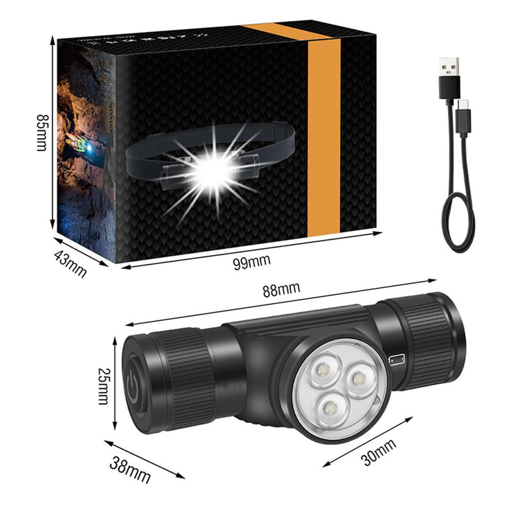 Head Lamp Aluminum Alloy Lightweight Waterproof Super Bright TYPE C Rechargeable LED Headlight