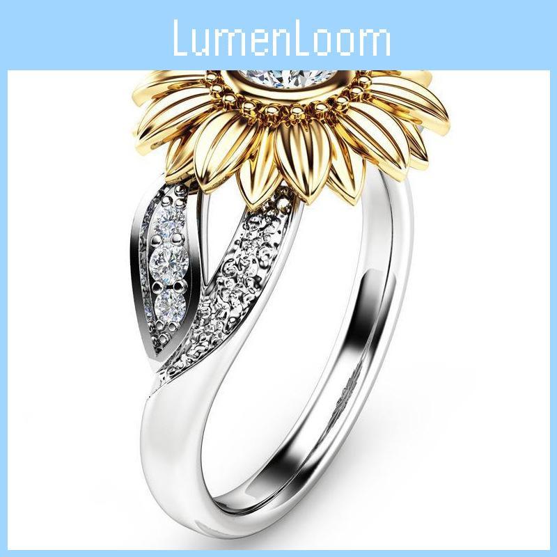 Bague Tournesol Exquise Plaqué Or Avec Zircon Coloré Pour Femmes Bijoux Élégants