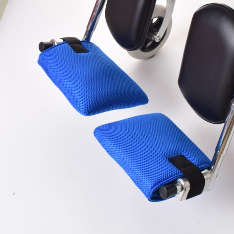 2PCS Wheelchair Foot Pads Anti Slip Design Mesh Fabric Pedal Covers Simple Setup Enhances Safety and Stability