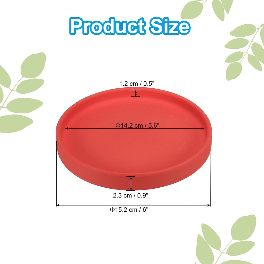 PATIKIL 6 Inch Round Ceramic Plant Saucer, Plant Saucer Tray Flower Planter Drip Tray for Indoors Outdoors Patio Balcony, Red