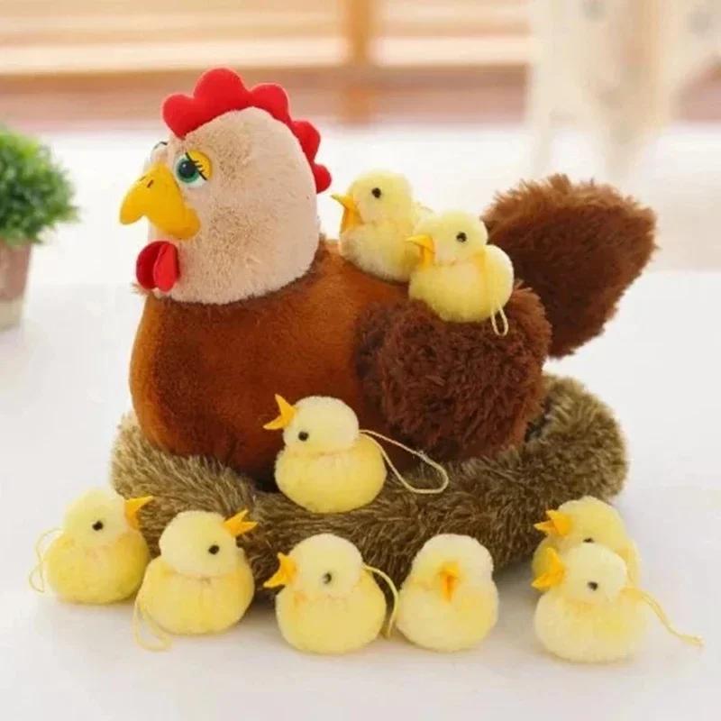 Kawaii Plüschtier Huhn Henne Niedliches Nest Küken Lebensecht Stofftier Weihnachtsspielzeug Geschenke Für Kinder Pädagogisch Kinder Weiche Spielzeuge