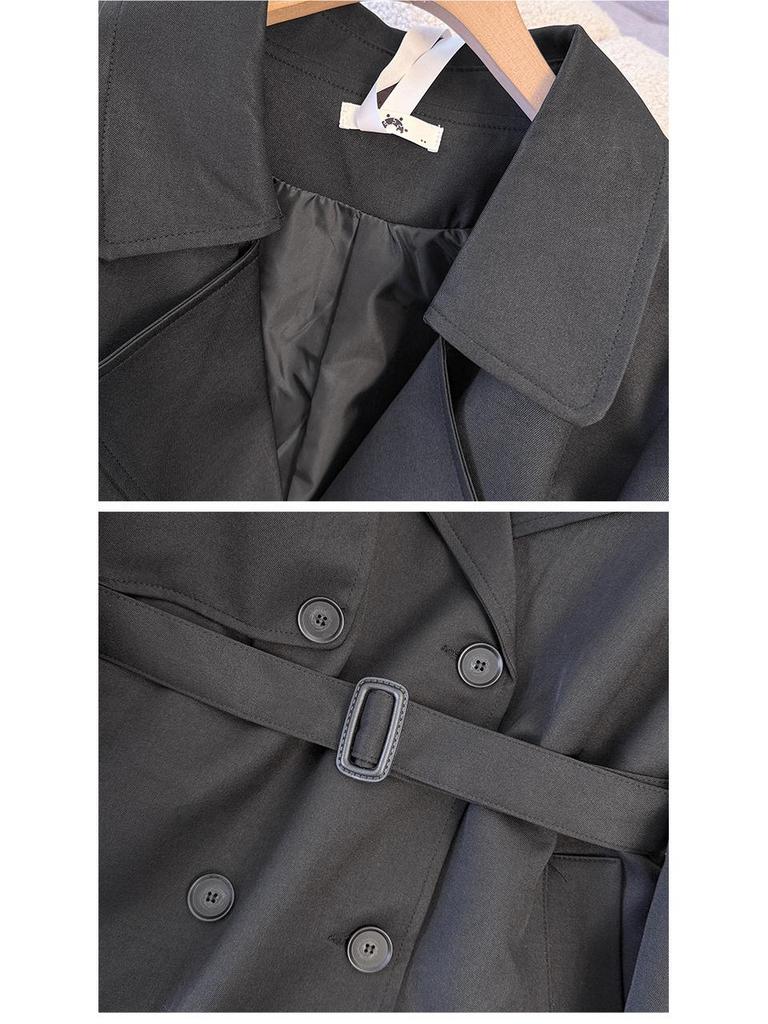 Plus Size British Style Mid-Length Trench Coat for Women, Waist-Cinched for a High-End Feel, Fits 130-350 lbs, Spring to Winter Fashion.