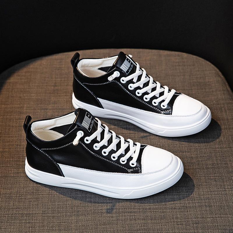 The First Layer of Cowhide High-top Sports Shoes for Women's 2025 Spring and Autumn New Leather Little White Shoes Versatile Sports and Leisure Board