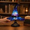 Halloween Decoration Lamp Witch Hat Table Lamp USB Powered LED Bedside Light Resin Mysterious Style Gothic Night Light for Bedroom Living