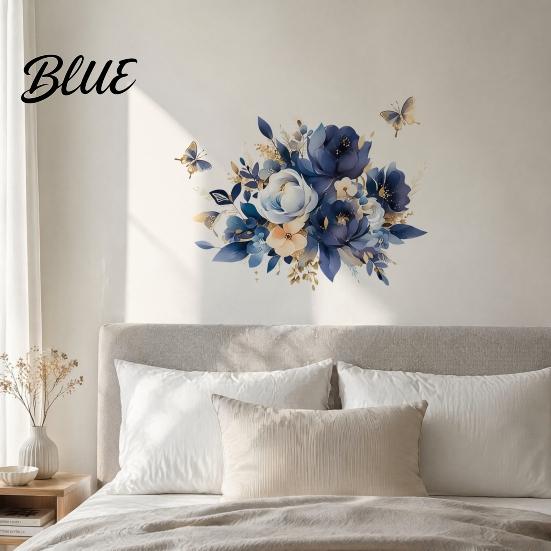 Floral Wall Decals Watercolor Flower Stickers Removable Rose And Peony Decals Waterproof PVC Mural Peel Stick Art Decors for Living Room