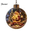 Illuminated Hanging Spheres Lighted Christmas Ornament with Warm LED Lights, Retro Metal Cap Decorative Decor for Tree Transparent Ball Holiday