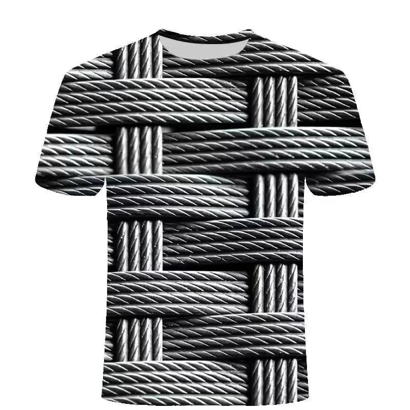 2025 Summer New Digital Printing Plaid Series Men's Fashion Casual T-shirt Crew Neck Short Sleeves Trendy Wear