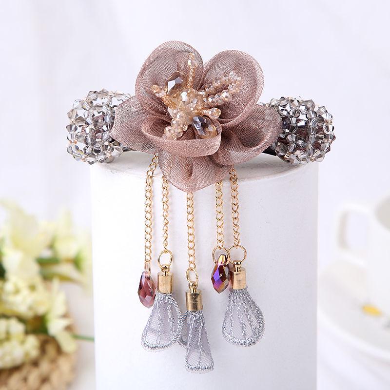 Acrylic Butterfly Tassel Hair Clip - Retro Flower Top & Ponytail Spring Clip