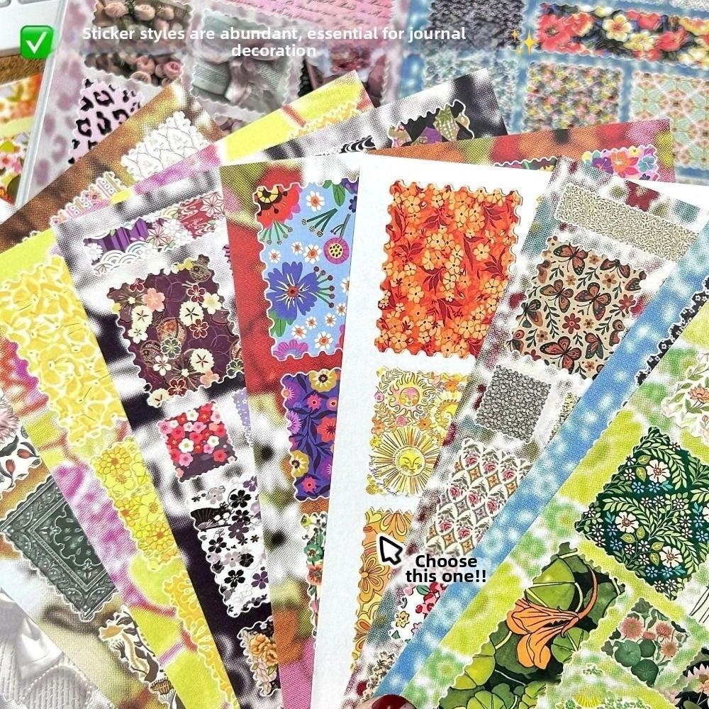 Neues 24-seitiges Florales Briefmarken-Sammlung Aufkleber DIY Retro Scrapbooking Aufkleber Abnehmbar Y2K Aufkleber Buch