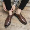 Large size men's pointed leather shoes men's outer wear lace-up casual shoes men's foreign trade trend small leather shoes polished men's shoes