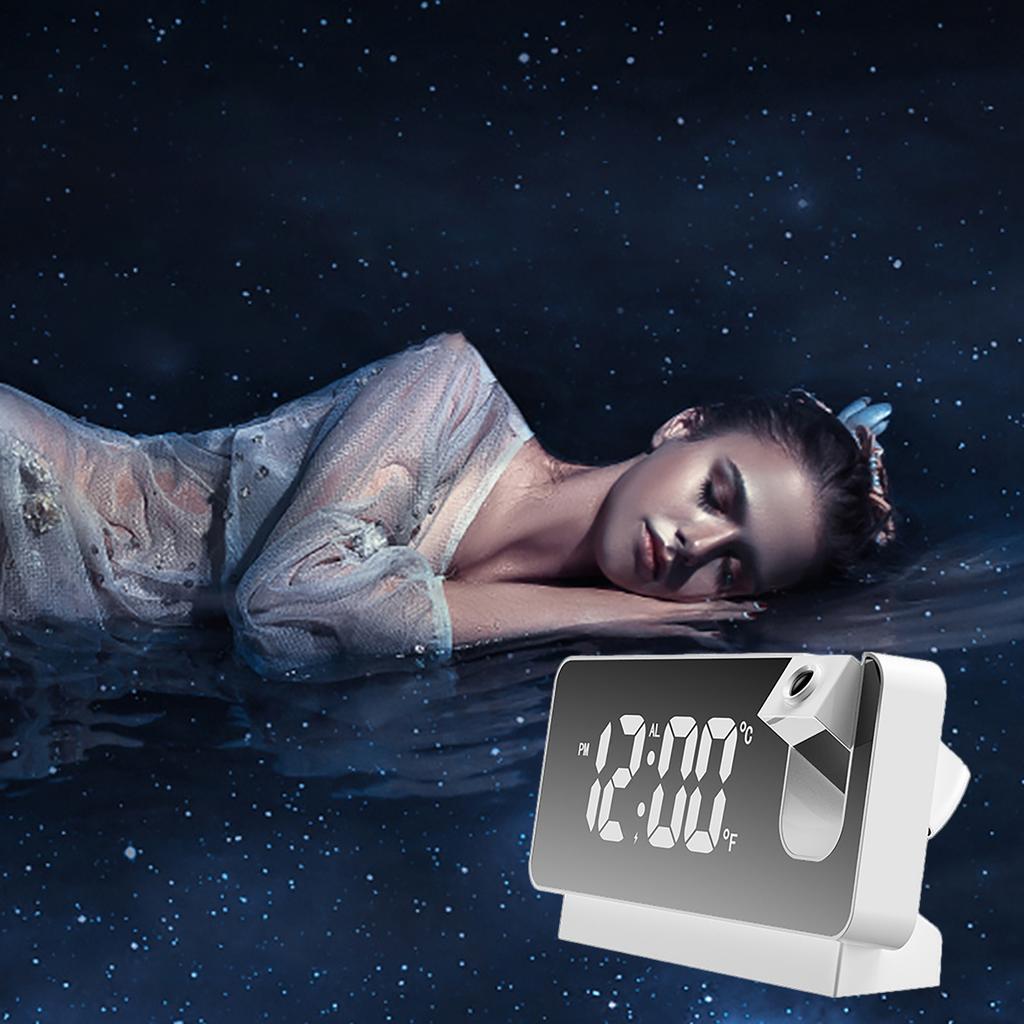 Projection Alarm Clock Large Display Versatile Silent Luminous Design USB Bedside Digital Projection Alarm Clock for Home Bedroom