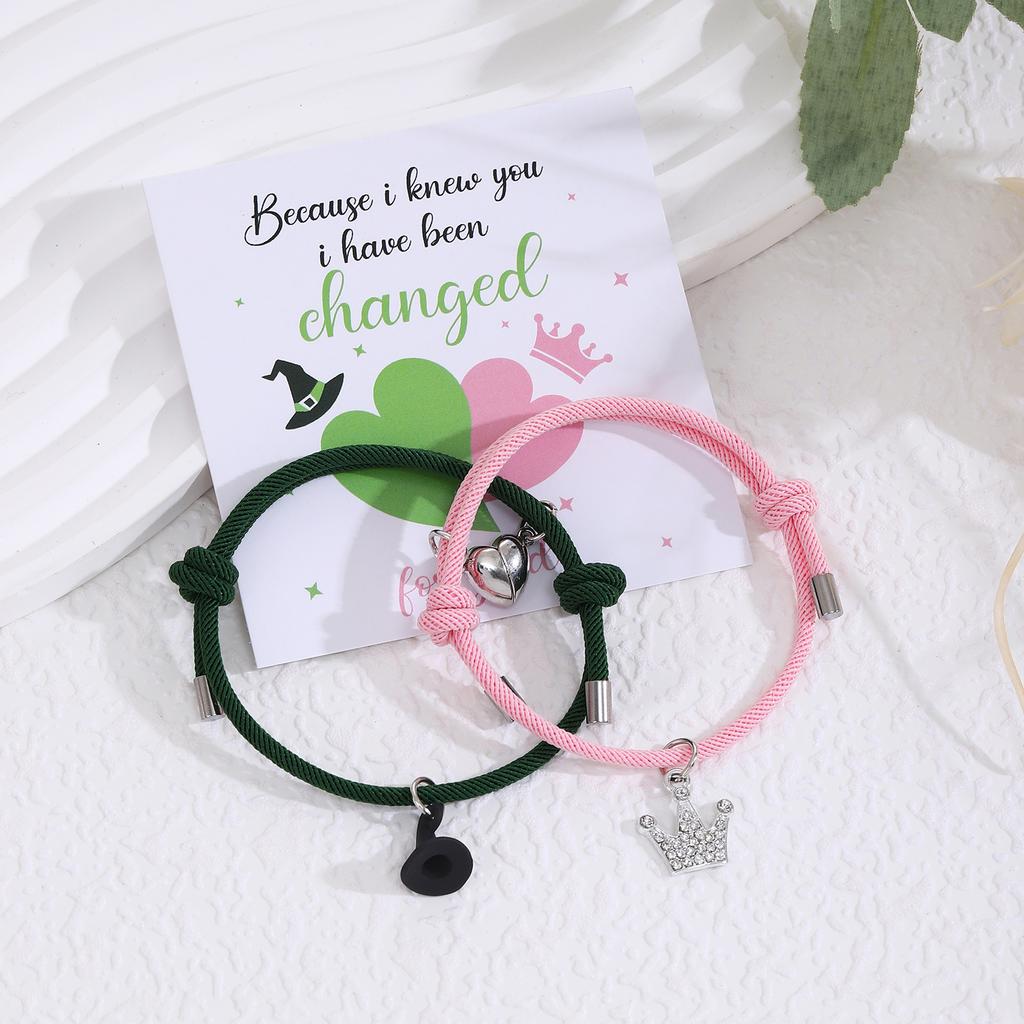 Ensemble de Bracelets d'Amitié Maléfiques Couronne Chapeau de Sorcière Amour Fermoir Magnétique pour Couples Fans Cadeaux de Fête de Noël Saint-Valentin