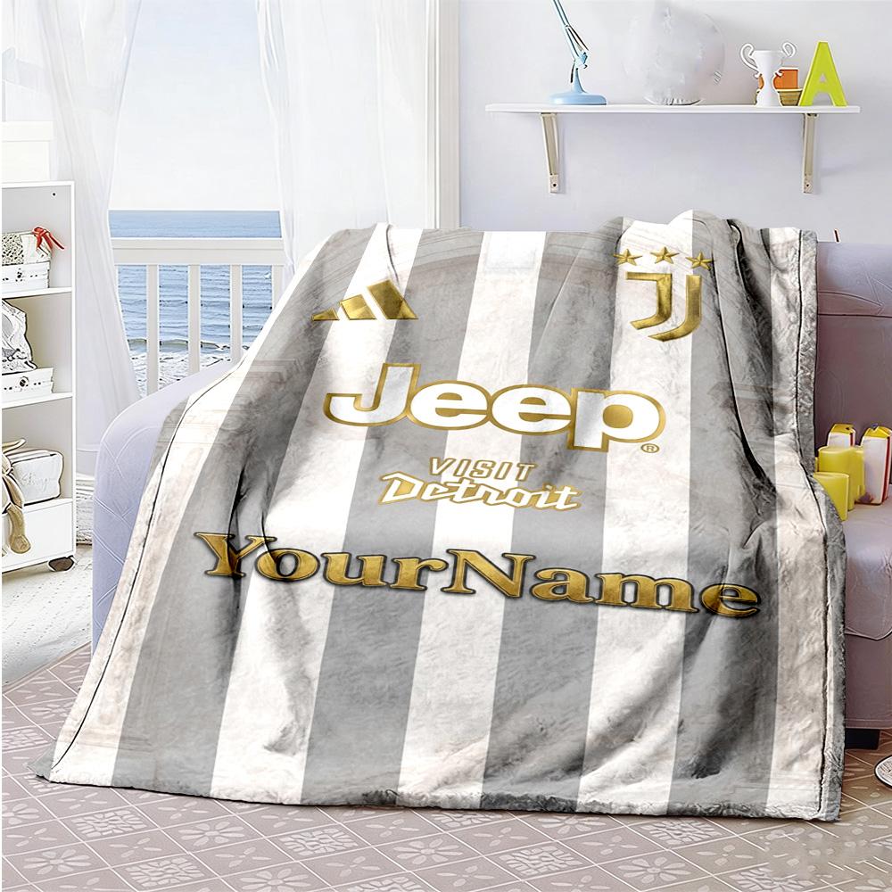 Juventus Customize Text Blanket Multi-purpose Personalized Blanket Soft Warm Cozy for Bedding Sofa Bed Livingroom for All Occasions