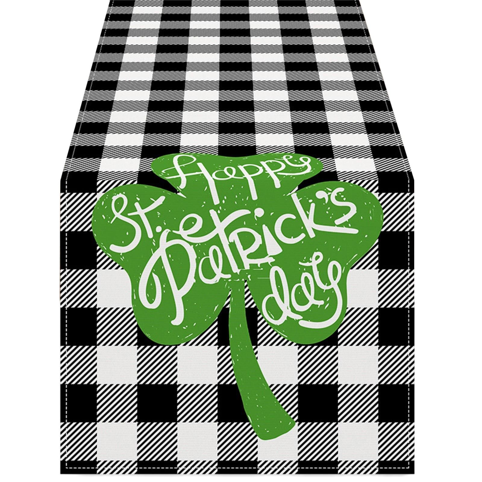 

улица. День святого Патрика Настольный флаг Клетчатая полосатая напечатанная скатерть Cross Border Льняная скатерть для украшения стола