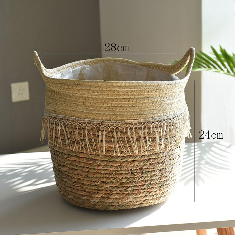 Oversized Straw Pot Extra Large Potted Plant Green Plant Flower Basket Plant Basket Woven Floor-to-Floor Indoor Bonsai