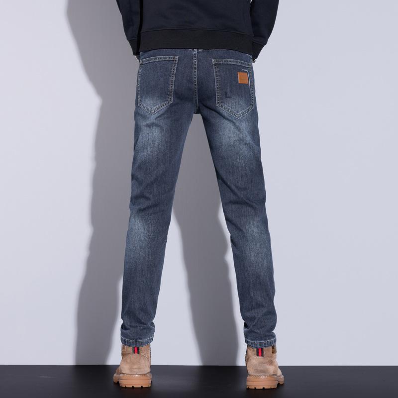 Spring and Autumn Men's Jeans Elastic Casual Straight Simple Versatile Trendy Youth Men's Long Pants