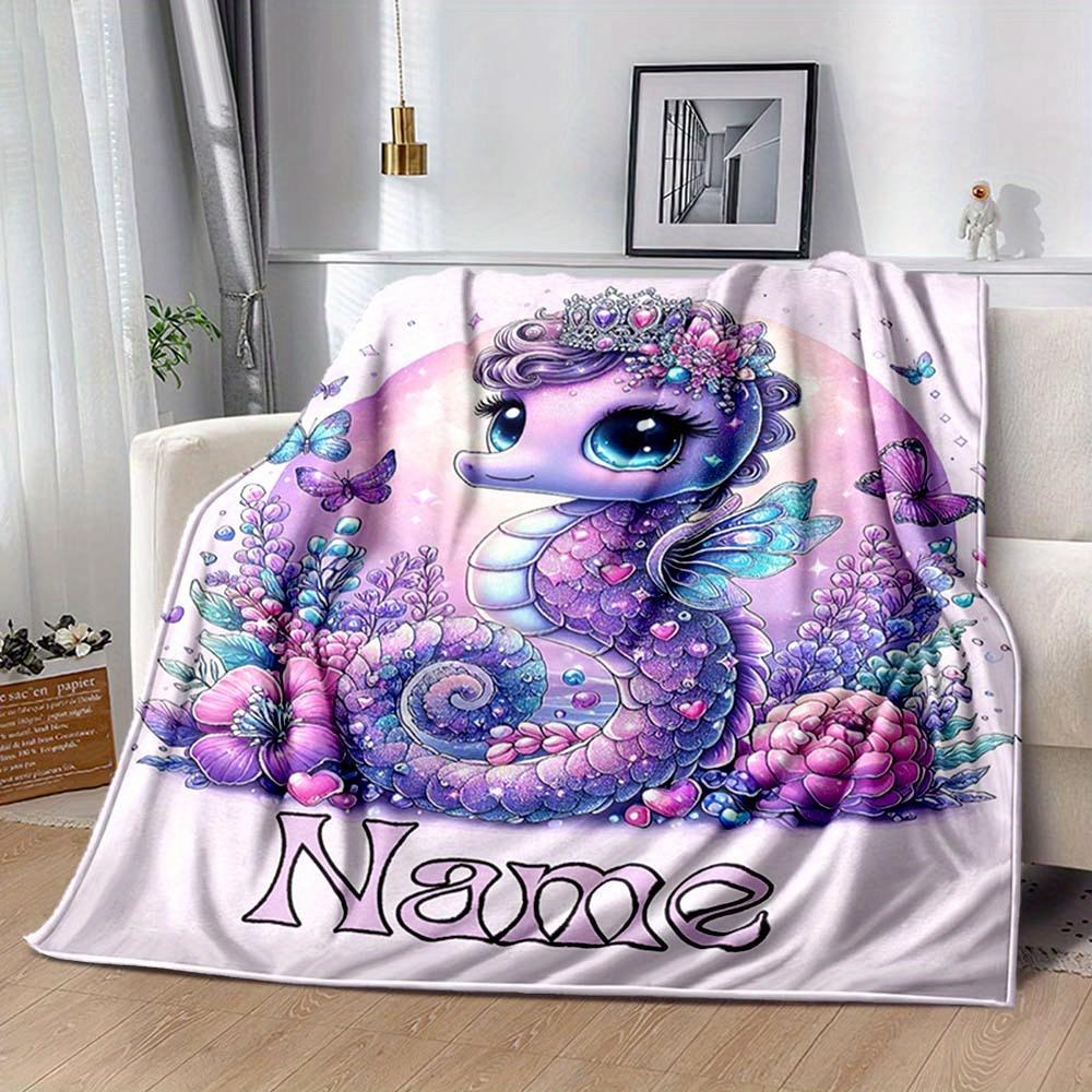 Seahorse Customize Your Name Blanket Warm Comfortable And Soft Blankets Are Suitable For Home Chairs Office Sofas Sofas Office Camping And Gifts For